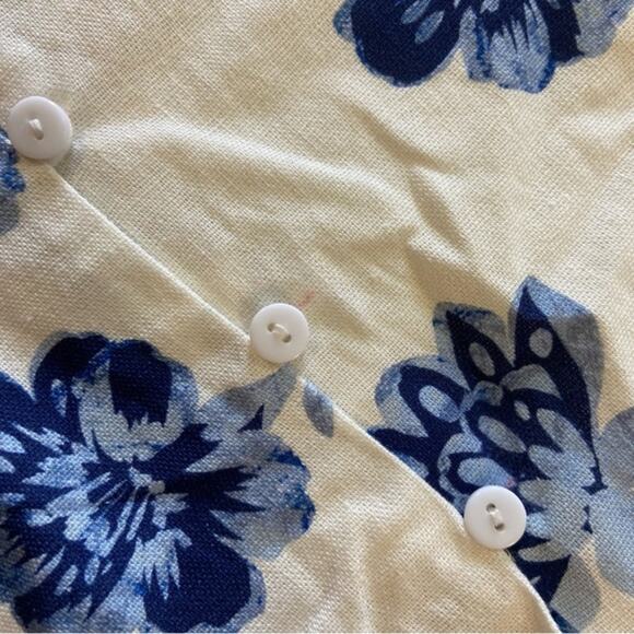 NWOT Lulus Darling Simplicity White and Blue Floral Linen Cutout Mini Dr… - Picture 7 of 11